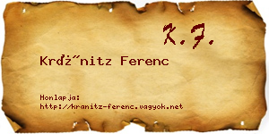 Kránitz Ferenc névjegykártya